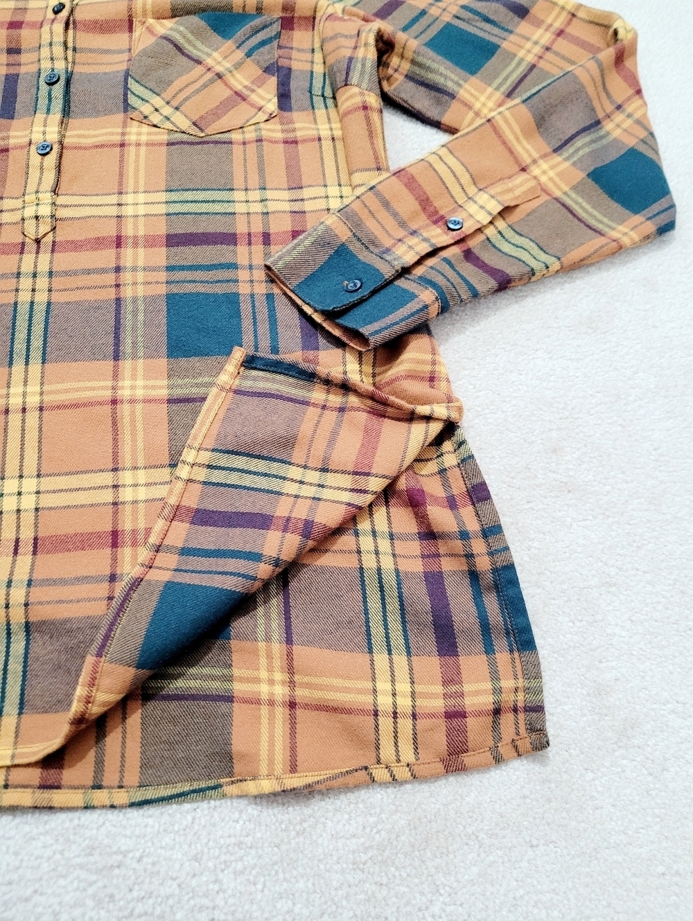 KÜHL Flannel Shirt Womens Small Orange Plaid Long Sleeve Button Up Outdoor Hikin - Picture 13 of 16